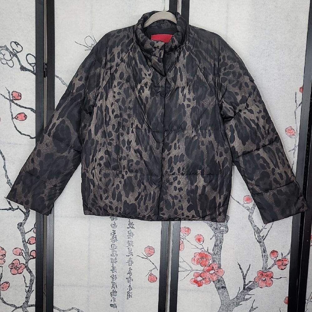 Moncler RARE Black Leopard Print Puffer Jacket Size 1/ Small